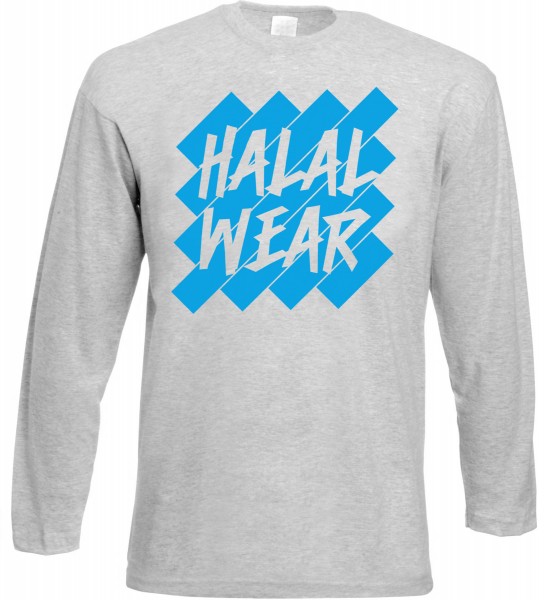 Halal Wear Langarm T-Shirt Blue - Muslim Halal Wear Grey