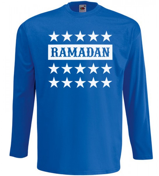 Ramadan Stars Langarm T-Shirt Halal Wear Blau