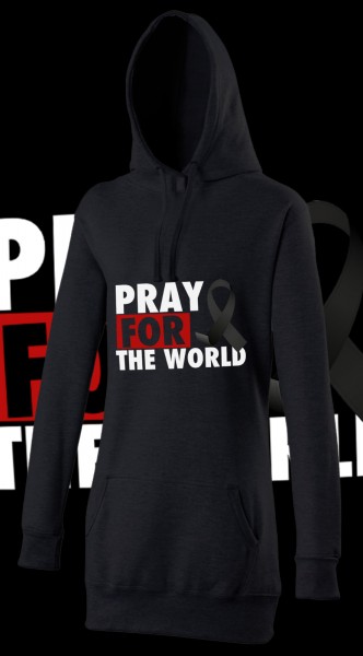 Pray for the World Woman Damen Hoody Hoodie Black Schwarz