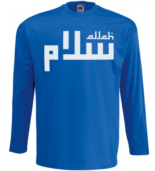 Allah Lines Langarm T-Shirt Halal Wear Blau