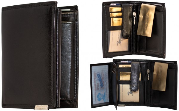 Herren Portemonnaie Geldbörse Leder Dragon G1001 Schwarz Hochformat Geldbeutel Brieftasche