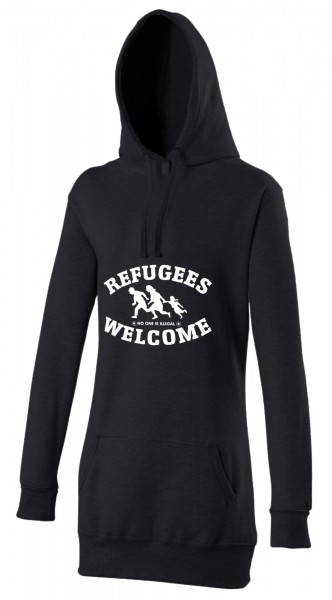 Refugees welcome Woman Hoody Schwarz mit weißer Aufschrift - No one is illegal