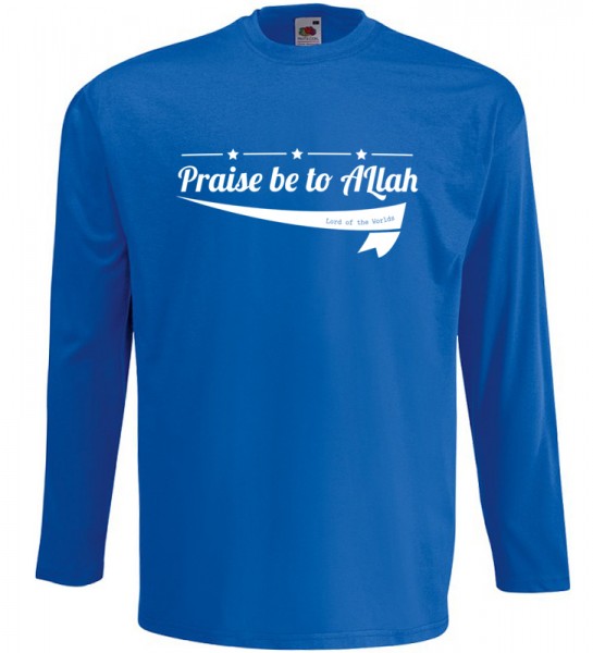 Praise be to Allah Lord of the Worlds Langarm T-Shirt Halal Wear Blau
