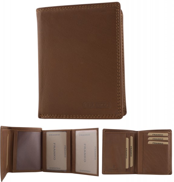 Herren Portemonnaie Geldbörse Leder Franko 625 Hellbraun Hochformat Geldbeutel Brieftasche