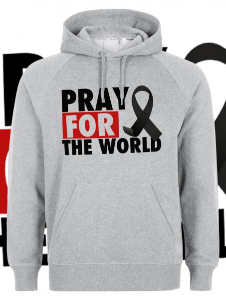Pray for the World Kapuzenpullover Hoody Hoodie Grau Grey