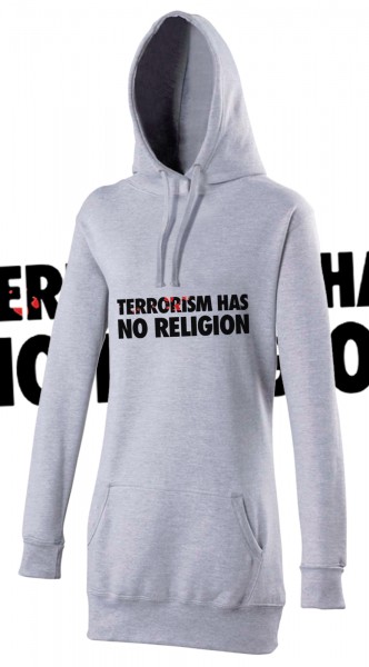Terrorism has no Religion Woman Damen Hoody Hoodie Grau Grey