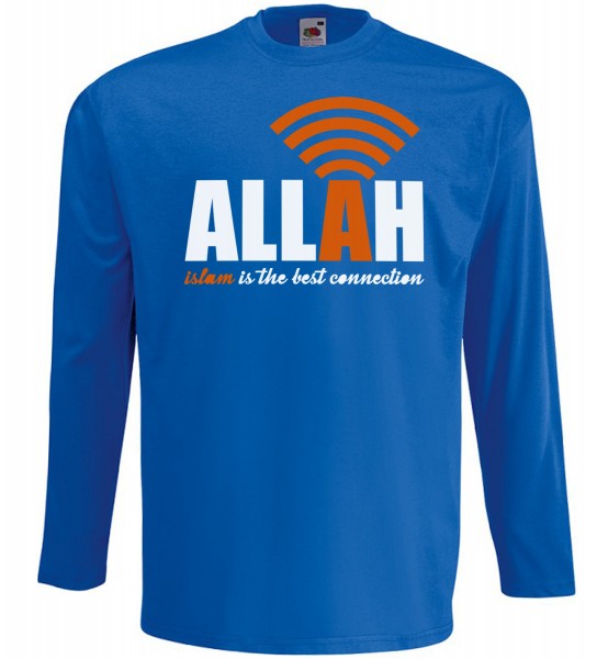 Allah - Islam is the best connection Langarm T-Shirt - Muslim Halal Wear Blau