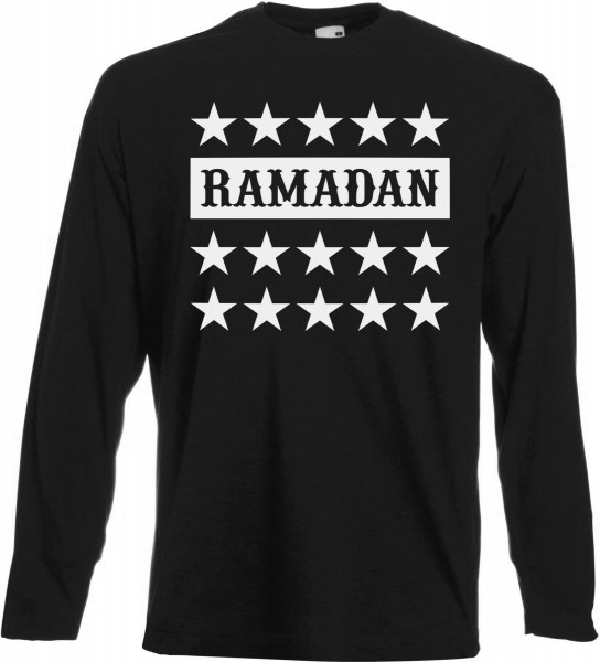 Ramadan Stars Langarm T-Shirt - Muslim Halal Wear Black