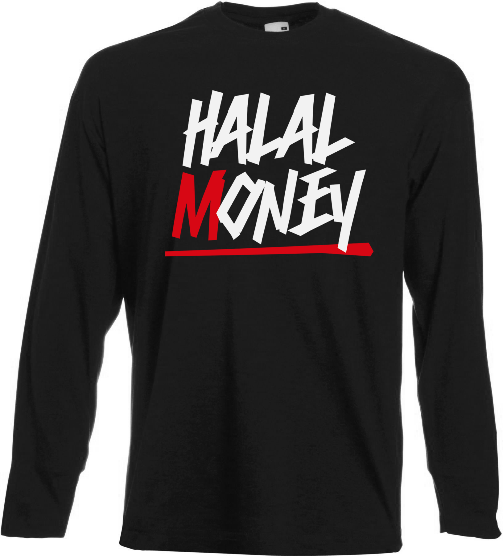 Halal Money Langarm T-Shirt - Muslim Halal Wear Black 