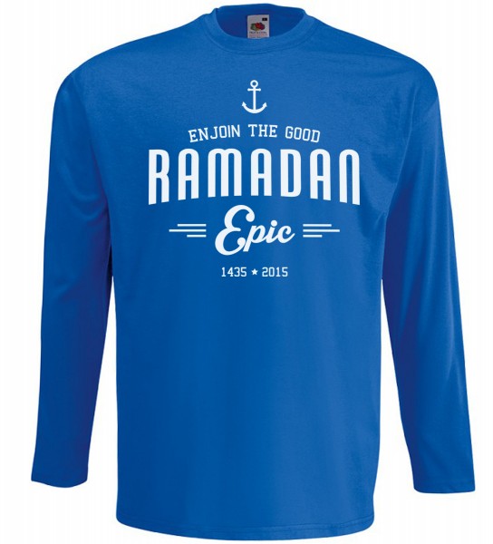 Ramadan ECPIC Langarm T-Shirt - Muslim Halal Wear Blau