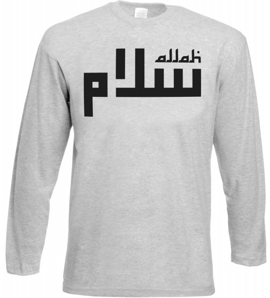 Allah Lines Langarm T-Shirt - Muslim Halal Wear Grey