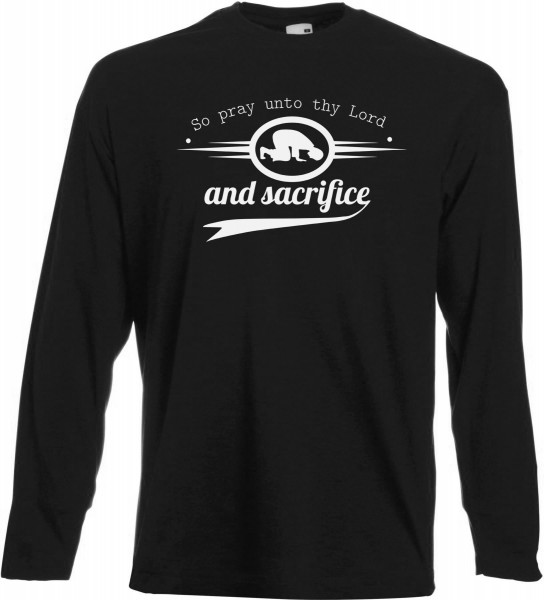 So pray unto thy Lord and sacrifice Sure Al-Kauthar Langarm T-Shirt - Muslim Halal Wear Black