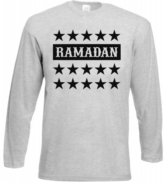 Ramadan Stars Langarm T-Shirt - Muslim Halal Wear Grey