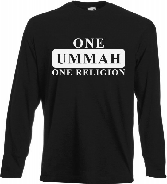 One Ummah One Religion Langarm T-Shirt - Muslim Halal Wear Black