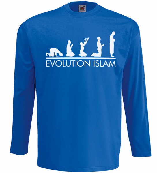 Evolution Islam Langarm T-Shirt - Muslim Halal Wear Blau