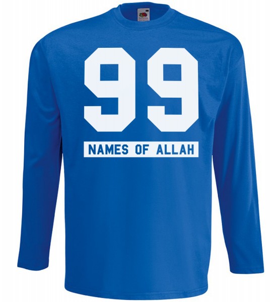 99 Names of Allah Langarm Shirt - Halal Wear Muslim Shirt Blau