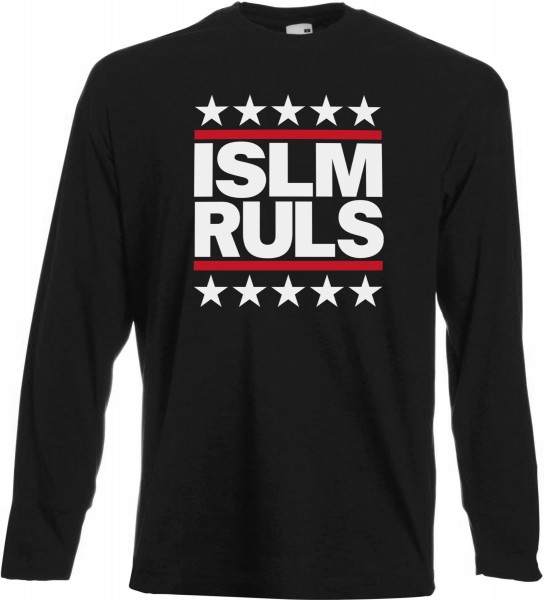 Islam Rules Stars Langarm T-Shirt - Muslim Halal Wear Black