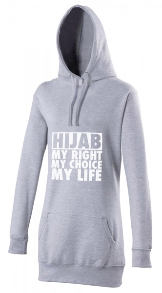 HIJAB my right my choice my life mit weißer Aufschrift Halal-Wear Women's Hijab Hoodie