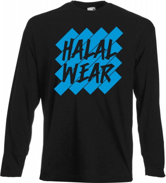 Halal Wear Blue Langarm T-Shirt - Muslim Halal Wear Black