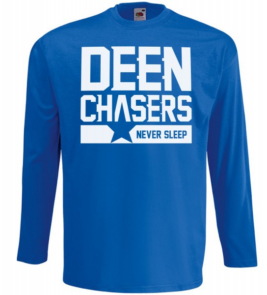 DEEN Chasers never sleep Langarm T-Shirt - Muslim Halal Wear Blau