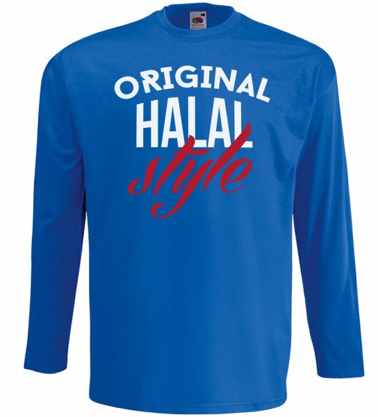 Original Halal Style Langarm T-Shirt - Muslim Halal Wear Blau